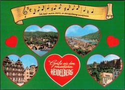 Grüße aus dem Romantischen Heidelberg Multi-View Hearts Postcard