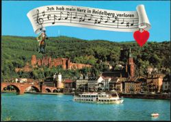 Partie am Neckar with Castle and Riverboat Postcard