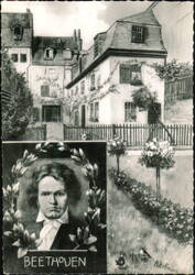 Beethoven Portrait and Beethovenhaus by H. Hoffmann Postcard