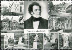 Franz Schubert Portrait & Historic Vienna Memorial Sites Postcard