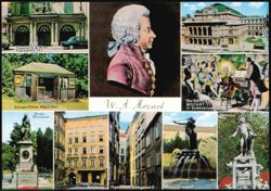 W. A. Mozart Memorial Monuments Multi-View Postcard