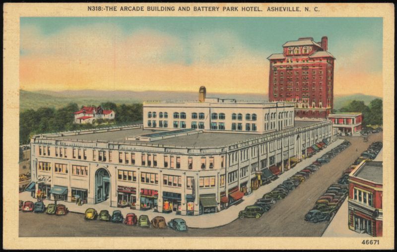 The Arcade Building and Battery Park Hotel Asheville North Carolina