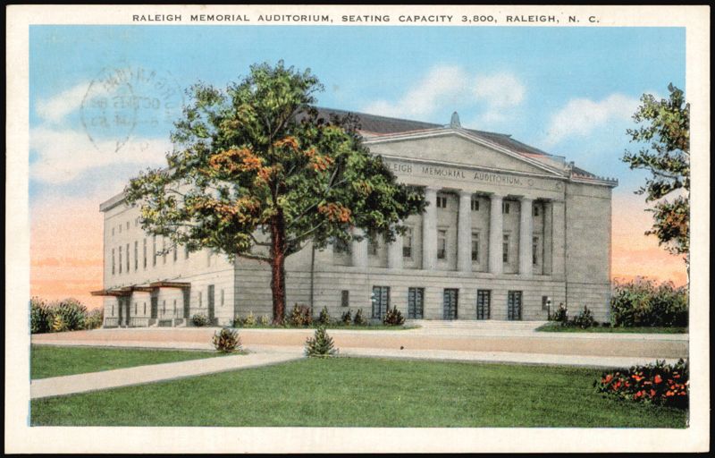 Raleigh Memorial Auditorium, Seating Capacity 3,800 North Carolina