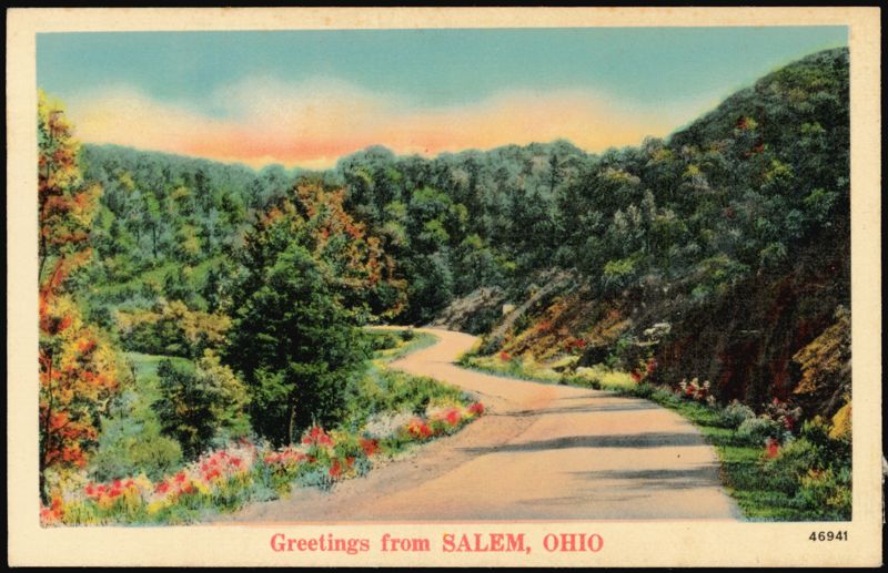Winding Road, Hilly Forest Landscape Salem Ohio