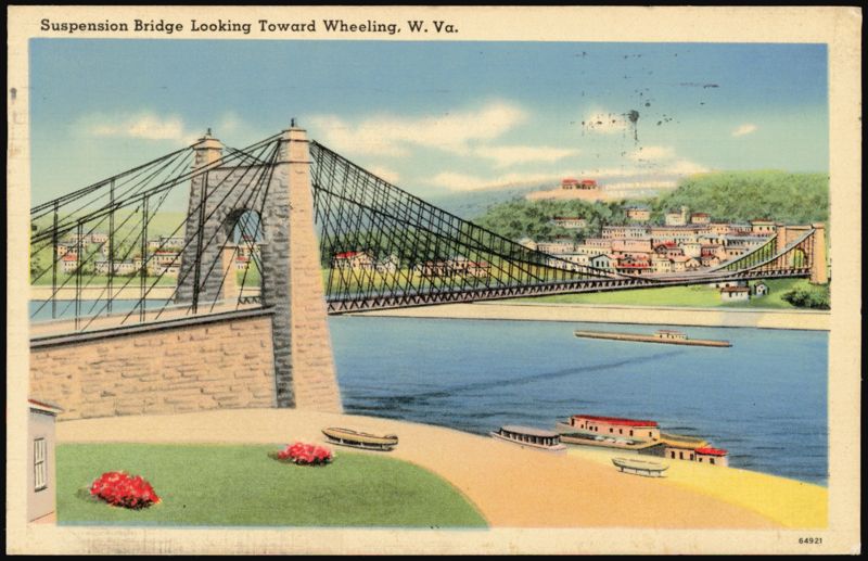 Suspension Bridge Looking Toward Wheeling West Virginia