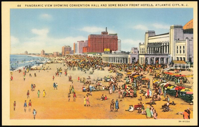 Panoramic View, Convention Hall and Beach Front Hotels Atlantic City New Jersey