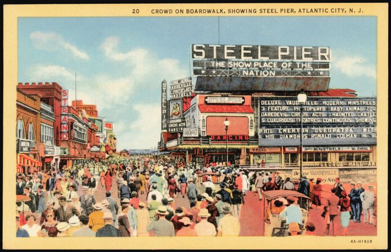 Crowd on Boardwalk, Steel Pier Atlantic City New Jersey