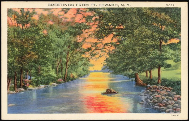 Greetings from Fort Edward River Scene New York