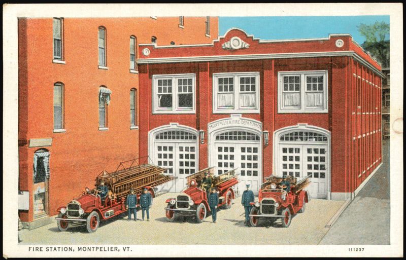 Fire Station with Fire Trucks Montpelier Vermont