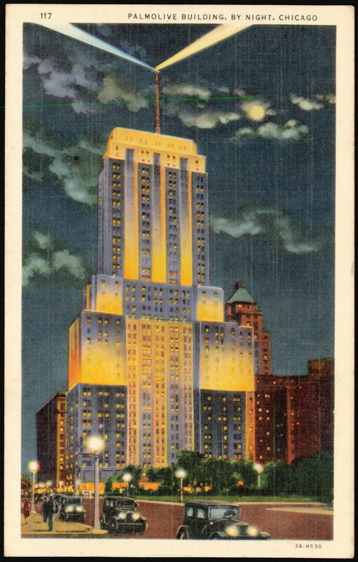 Palmolive Building, By Night, Lindbergh Beacon Chicago Illinois