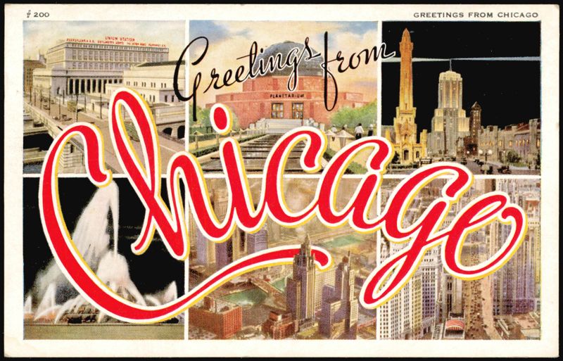 Greetings from Chicago Large Letter Multi-View Illinois