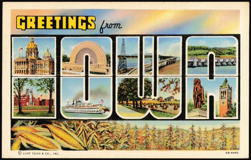 Greetings from Iowa Large Letter Design