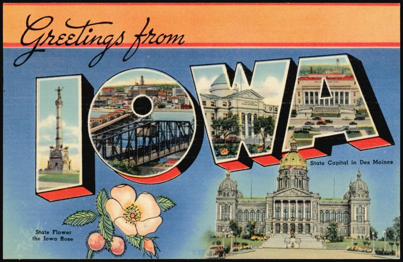 Greetings from Iowa Large Letter, State Capitol