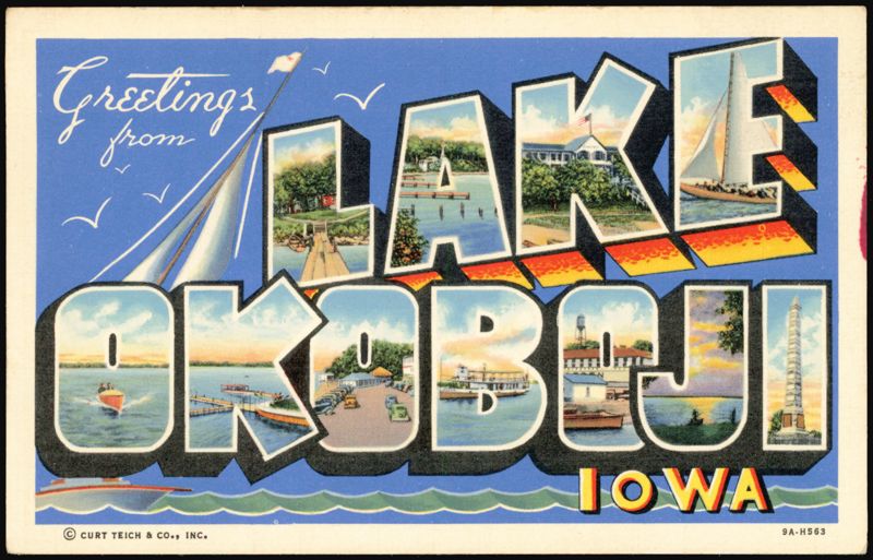 Greetings from Lake Okoboji Large Letter Scenes Iowa