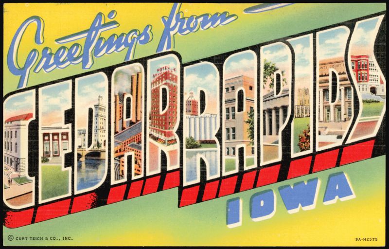 Greetings from Cedar Rapids Iowa Large Letter