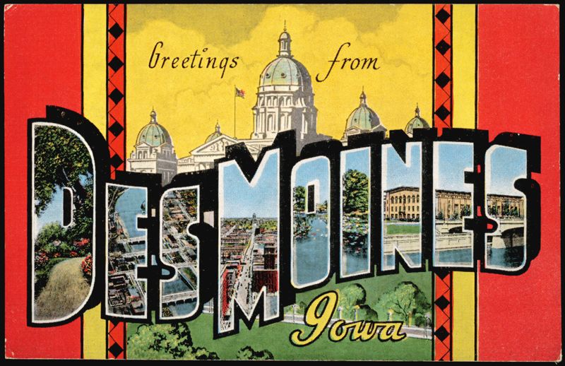 Greetings from Des Moines Iowa Large Letter