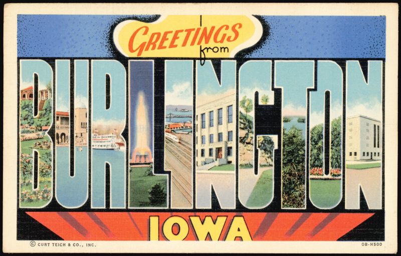 Greetings from Burlington Iowa Large Letter