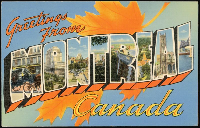 Greetings From Montreal Large Letter Maple Leaves QC Canada