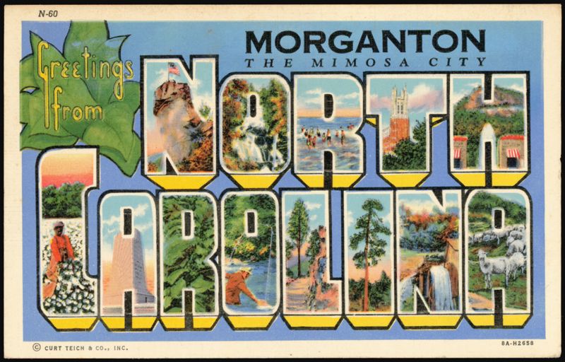 Greetings from North Carolina, Morganton The Mimosa City