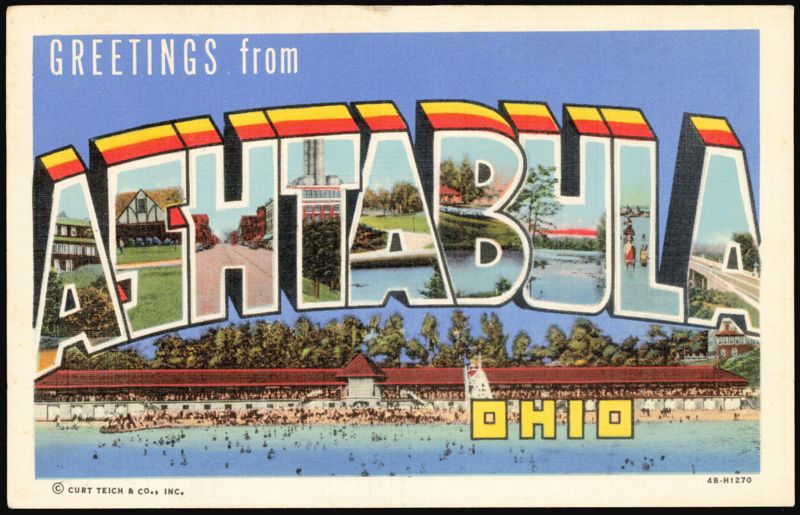 Greetings from Ashtabula Large Letter with Beach