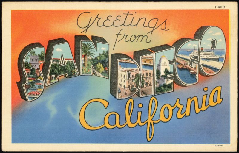 Greetings from San Diego California Large Letter