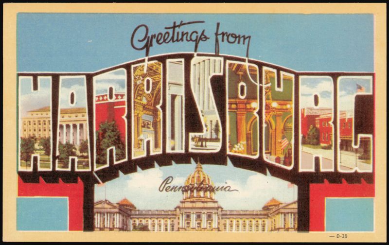 Greetings from Harrisburg Large Letter, Pennsylvania Capitol
