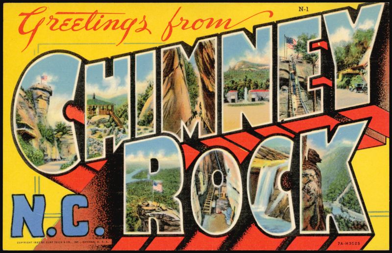 Greetings from Chimney Rock, Large Letter North Carolina