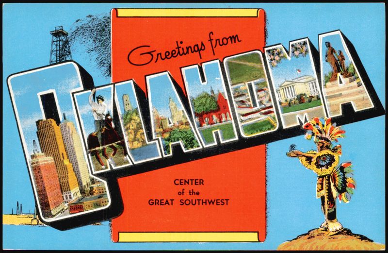 Greetings from Oklahoma Large Letter, Center of Southwest