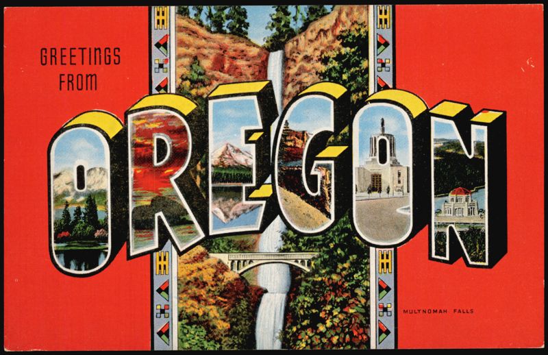 Greetings From Oregon Large Letter, Multnomah Falls