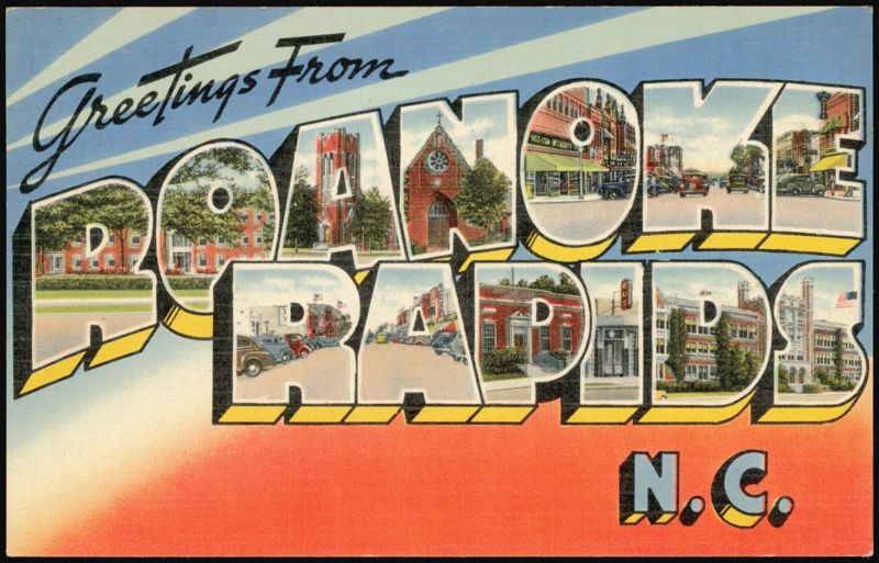 Greetings From Roanoke Rapids Large Letter North Carolina