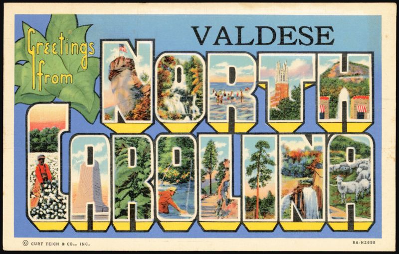 Greetings from Valdese North Carolina Large Letter