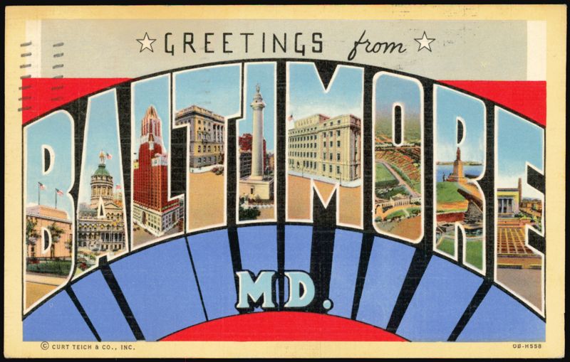 Greetings from Baltimore MD Large Letter Landmarks Maryland