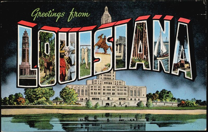 Greetings from Louisiana Large Letter State Capitol