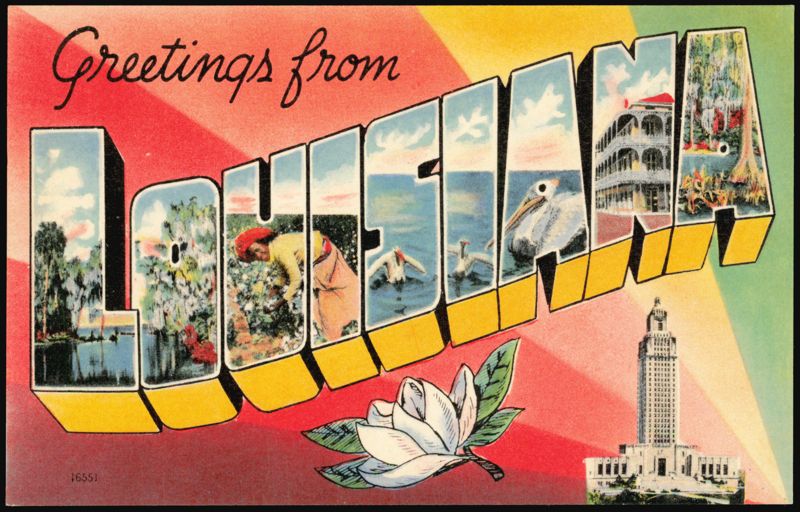 Greetings from Louisiana Large Letter, State Capitol, Magnolia