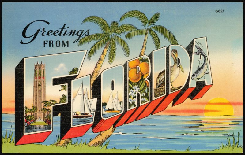 Greetings from Florida Large Letter, Bok Tower, Oranges