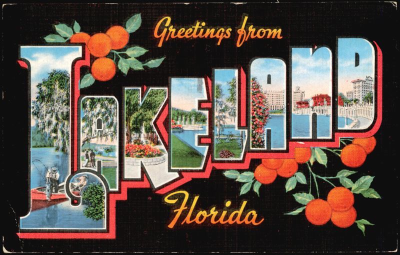 Greetings from Lakeland Large Letter with Oranges