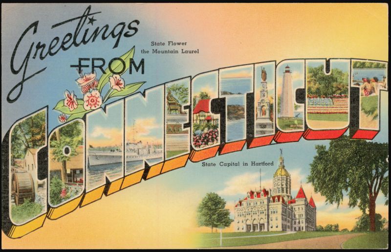 Greetings From Connecticut Large Letter, State Capitol, Mountain Laurel