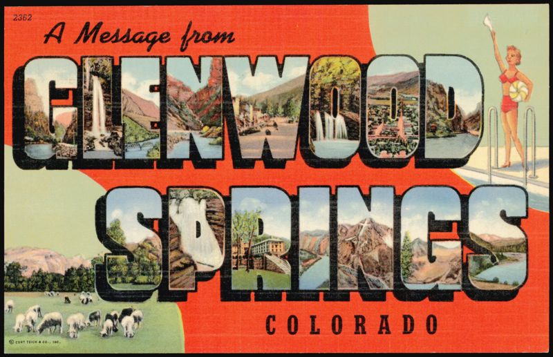 Glenwood Springs Large Letter with Scenes & Swimmer Colorado
