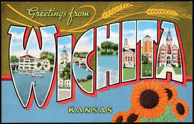 Greetings from Wichita Kansas Large Letter Sunflowers