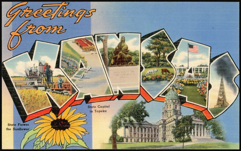 Greetings From Kansas Large Letter, State Capitol Topeka