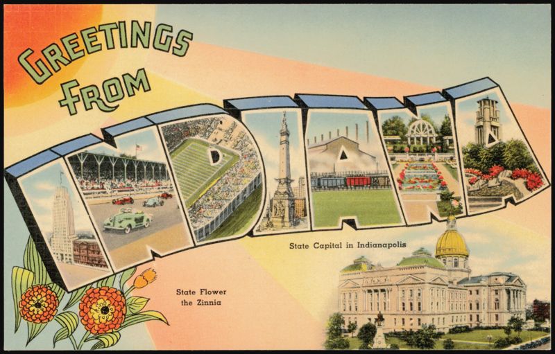 Greetings From Indiana Large Letter, State Capital Indianapolis