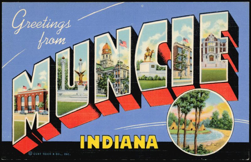 Greetings from Muncie Indiana Large Letter, City Landmarks