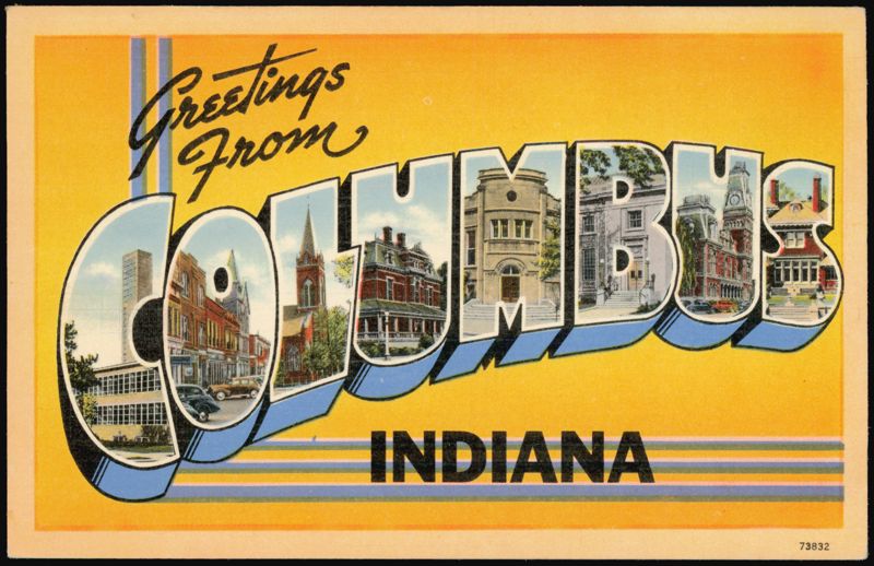 Greetings From Columbus Large Letter Indiana