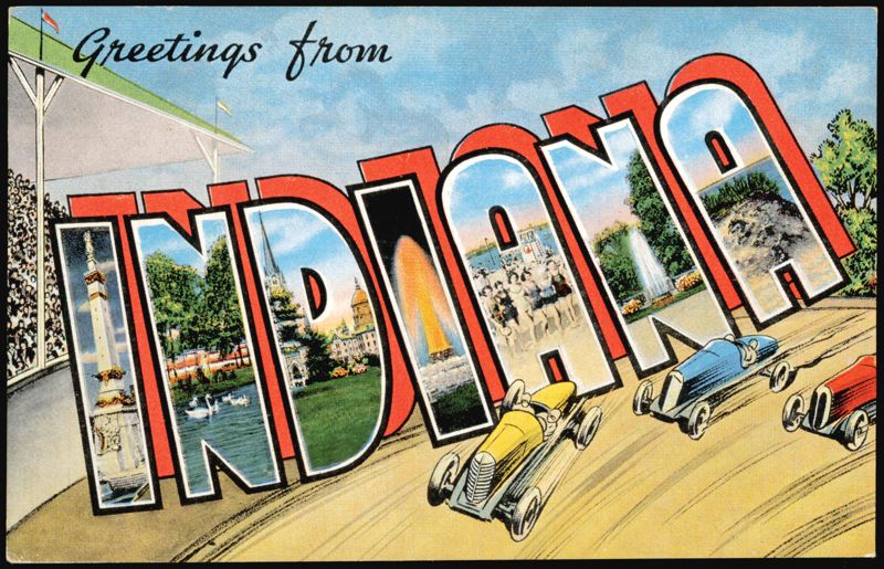 Greetings from Indiana Large Letter, Race Cars