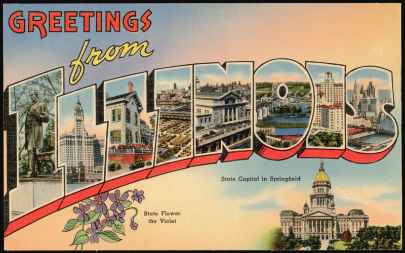 Greetings from Illinois Large Letter State Capital