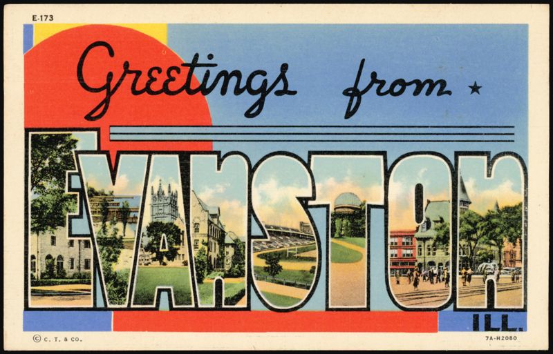 Greetings from Evanston Large Letter Illinois