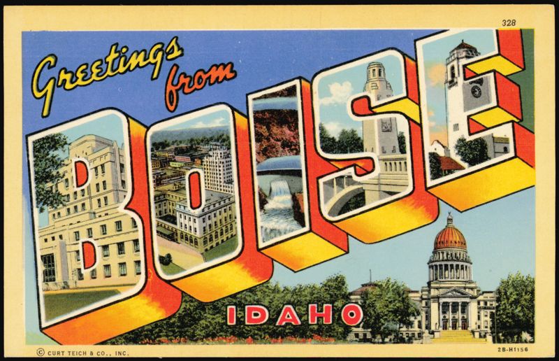 Greetings from Boise Large Letter, State Capitol