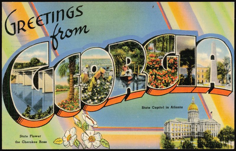 Greetings from Georgia, State Capitol, Cherokee Rose Atlanta