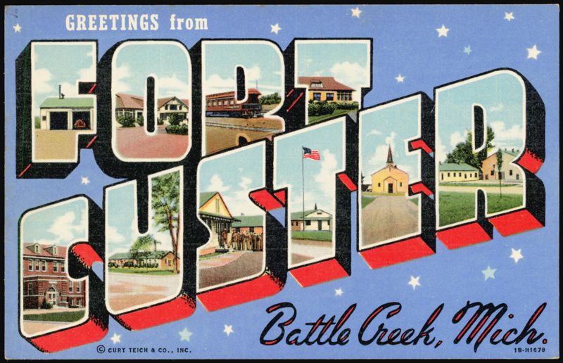 Greetings from Fort Custer Large Letter Battle Creek Michigan