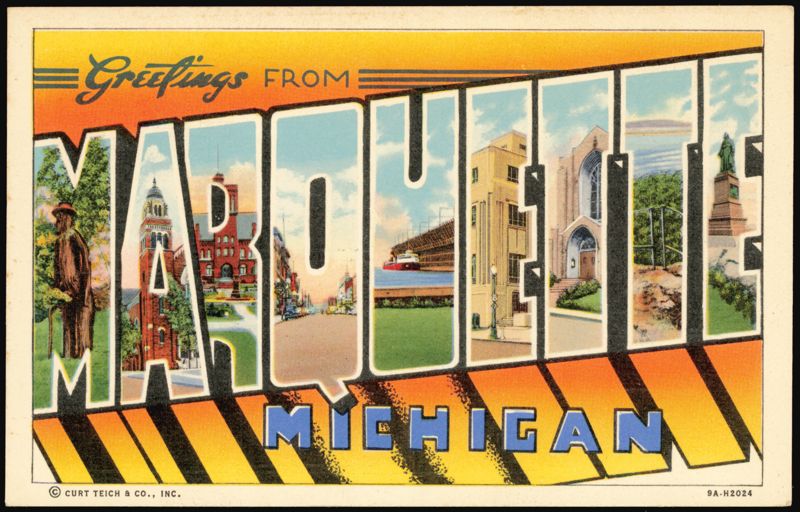 Greetings From Marquette Large Letter Michigan